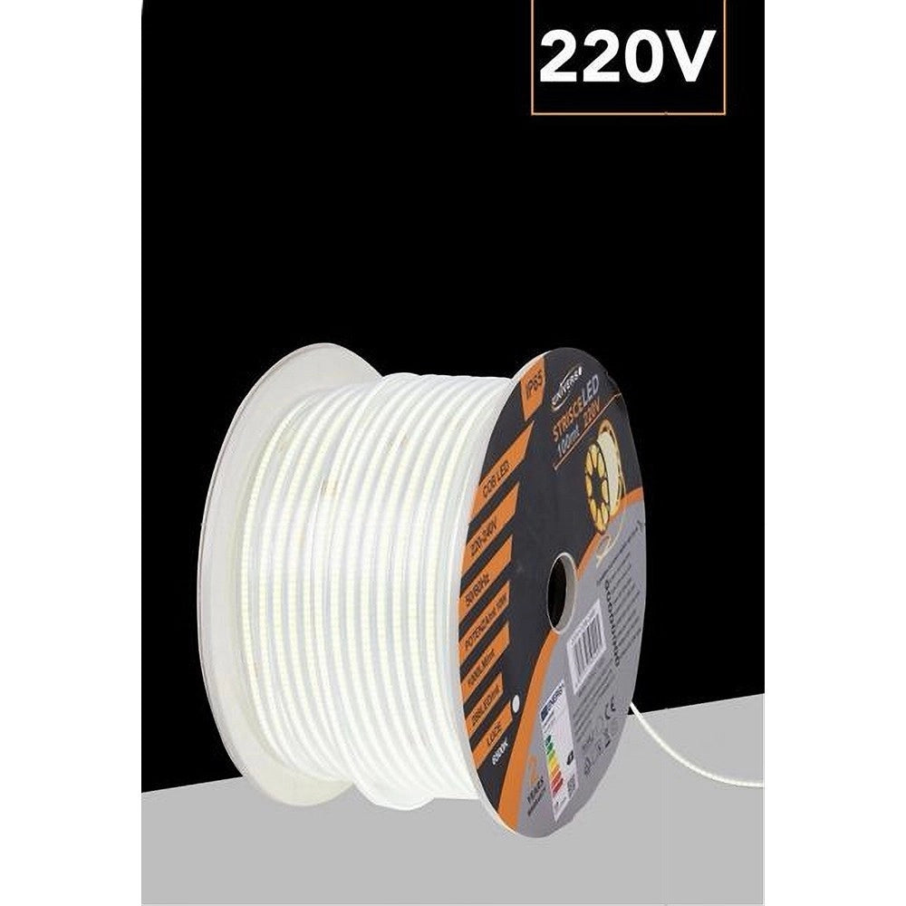 Trade Shop - Bobina 100mt Strip Led Cob 220v Esterno Ip65 Luce 3000k 4000k 6500k 220v-cob-288 - -bianco Freddo      -