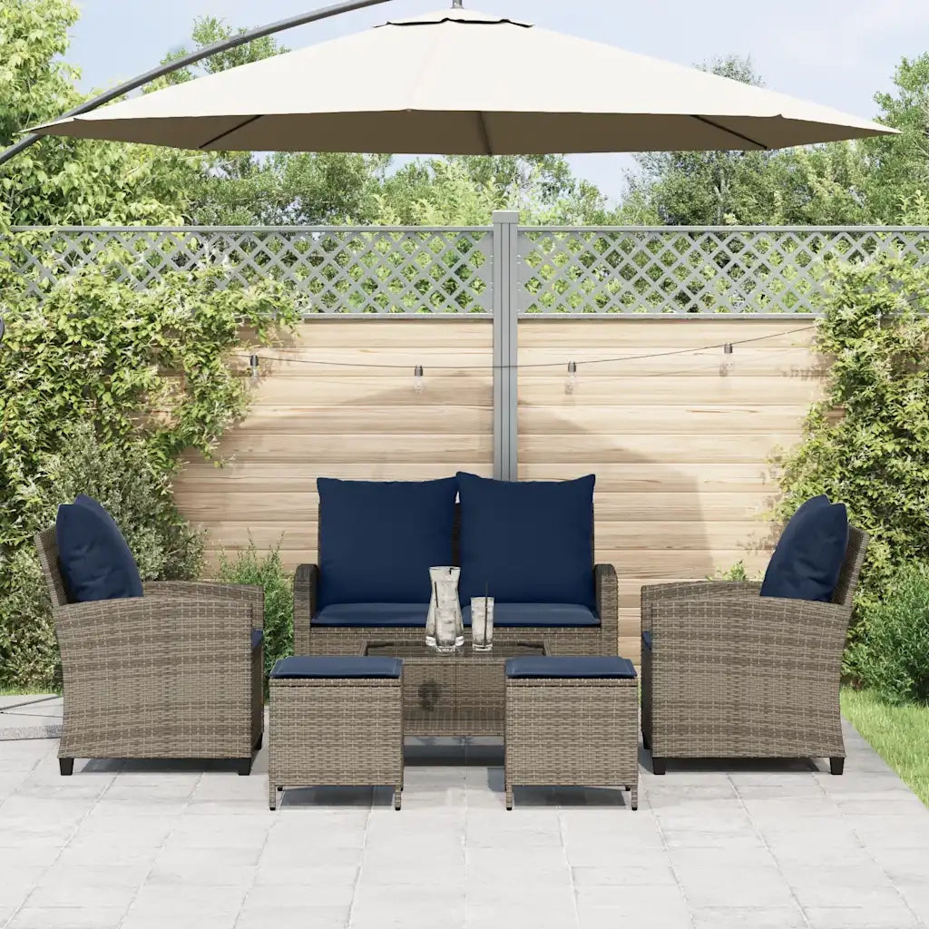 Set Divano da Giardino 6 pz con Cuscini Grigio in Polyrattan 3324584