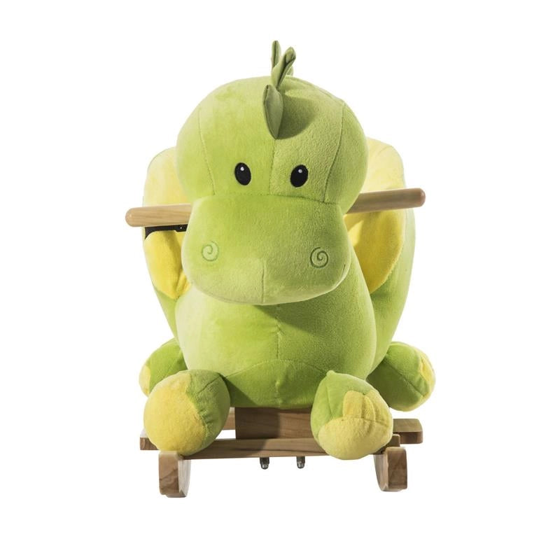 DRAGO A DONDOLO IN LEGNO PER I BAMBINI VERDE E GIALLO