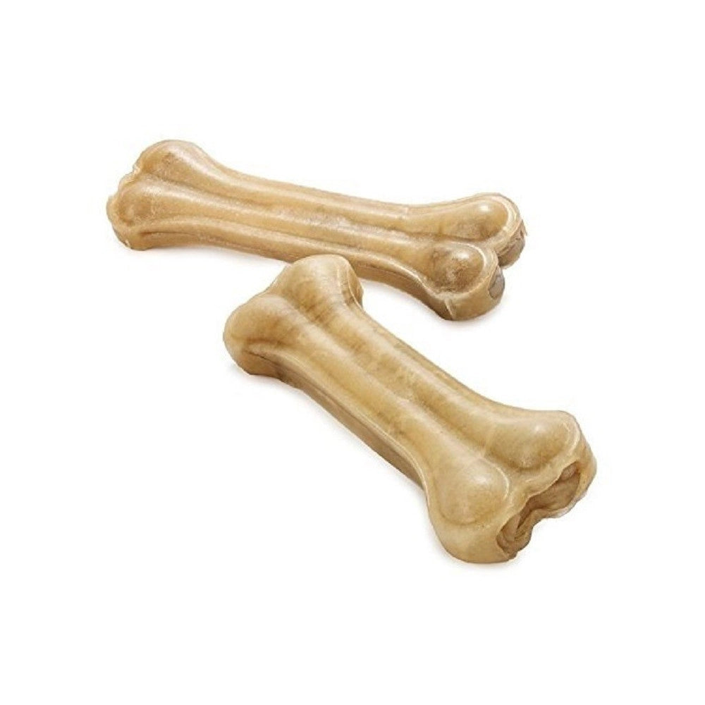 Trade Shop - Set 2 Ossi Pressati Da Masticare 20cm In Pelle Bovina Grezza Per Dentatura Cane -