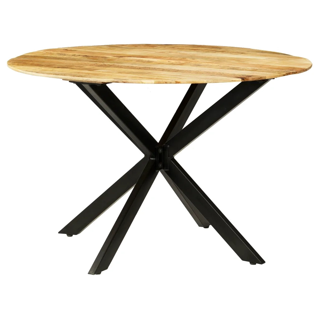 Tavolo da Pranzo in Massello di Mango Grezzo e Acciaio 120x77cm 246013