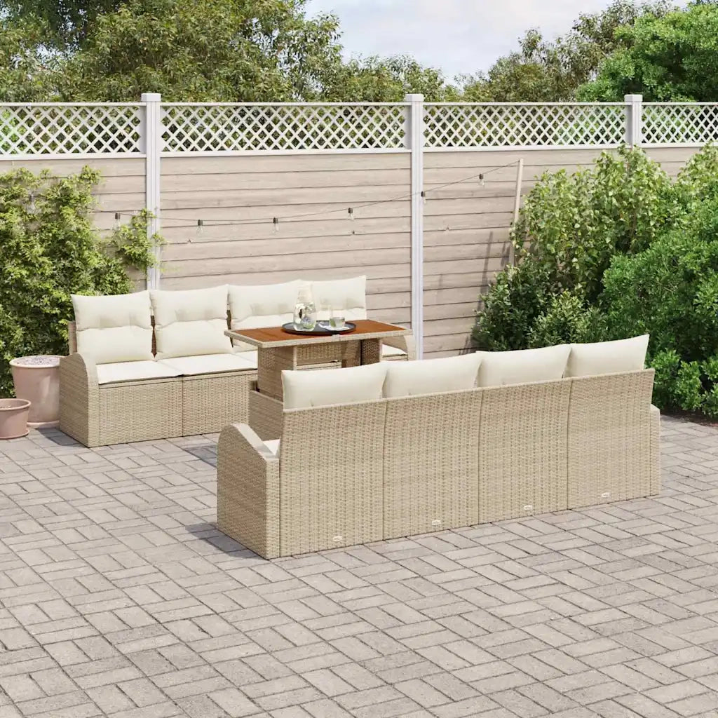 Set Divano da Giardino 9 pcs Beige Poly Rattan 3358297
