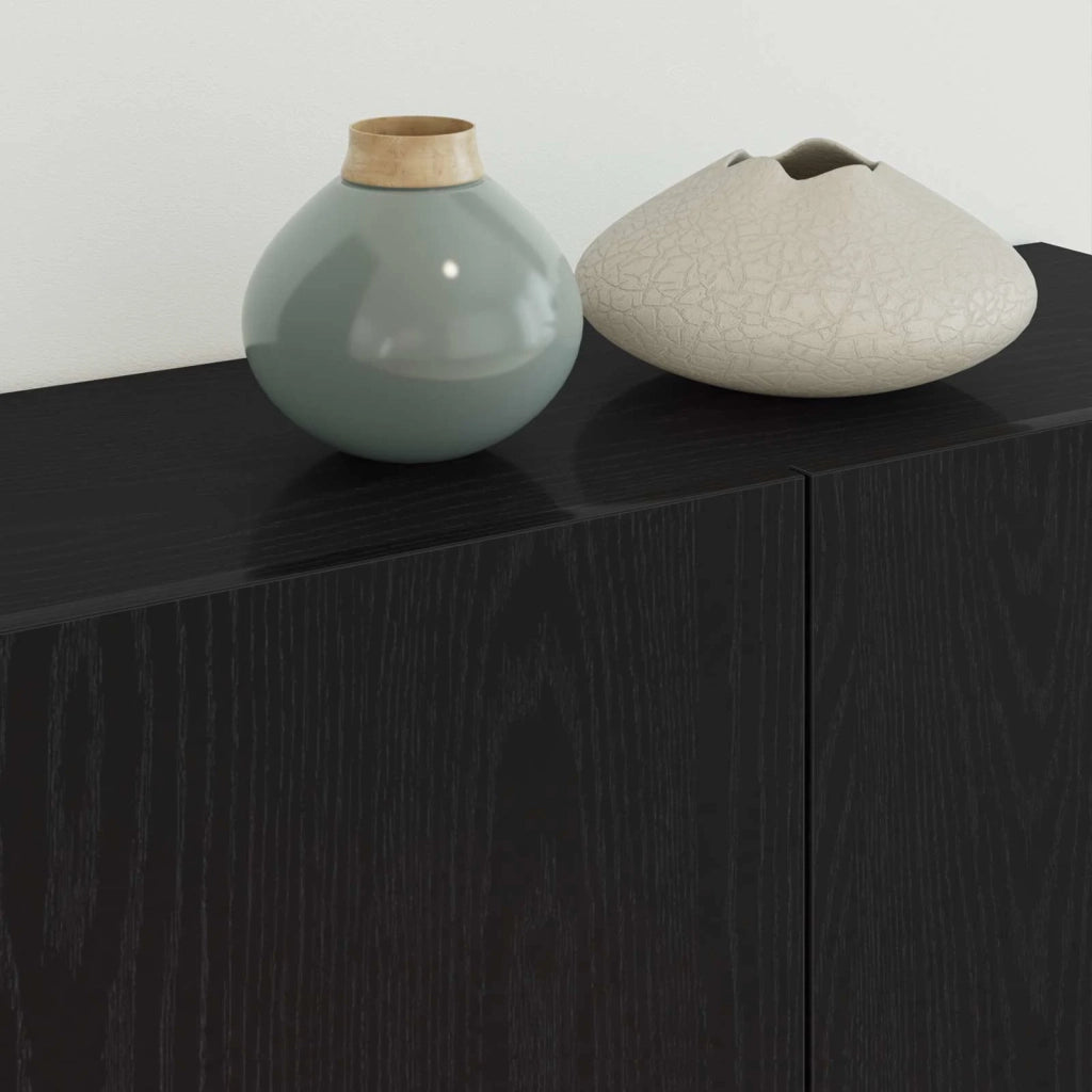 Unità TV da Parete 5 pz Rovere Nero Legno ingegnerizzato 3402769