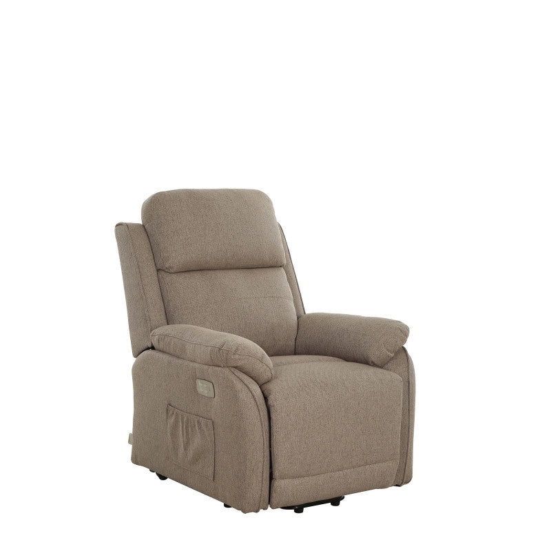 Poltrona Relax Eugenia 2 Motori con Usb Tessuto Tortora