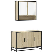 Set Mobili da Bagno | Armadio da bagno 2 pz Rovere Sonoma in Legno Multistrato