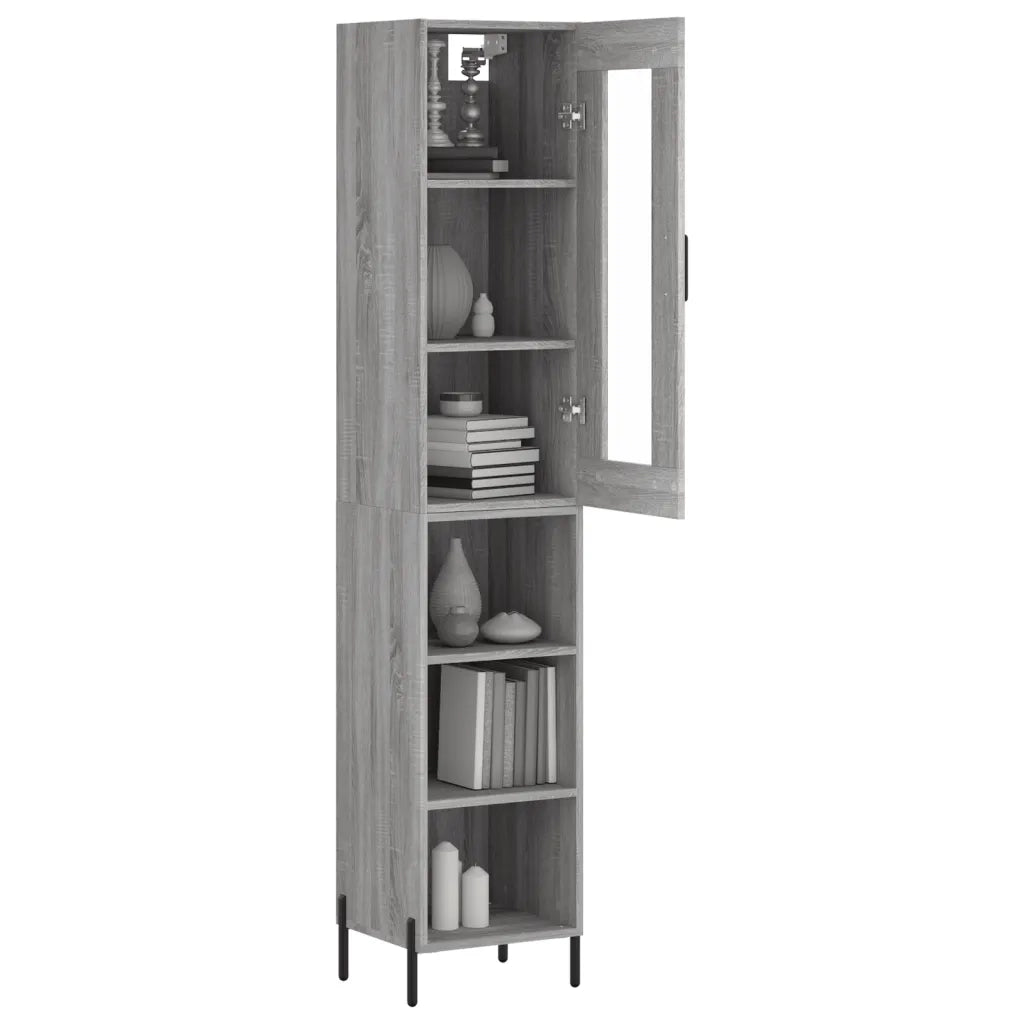 Credenza | Madia | Buffet da pranzo | Armadio da pranzo Grigio Sonoma 34,5x34x180 cm in Legno Multistrato