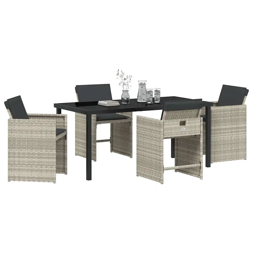 Set da Pranzo per Giardino 5 pcs Grigio chiaro polyrattan