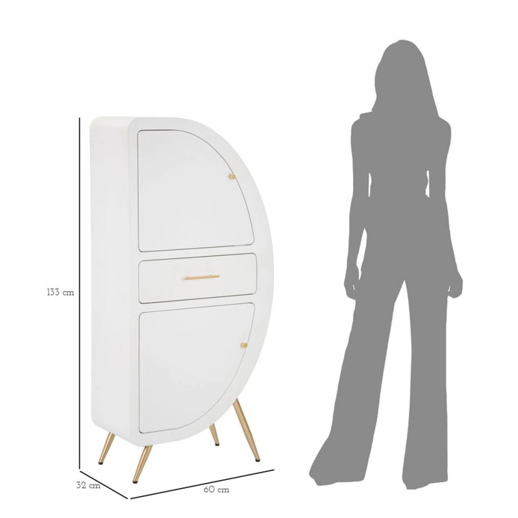 Credenza VKH29, Bianco, MDF, 60x32x133 cm