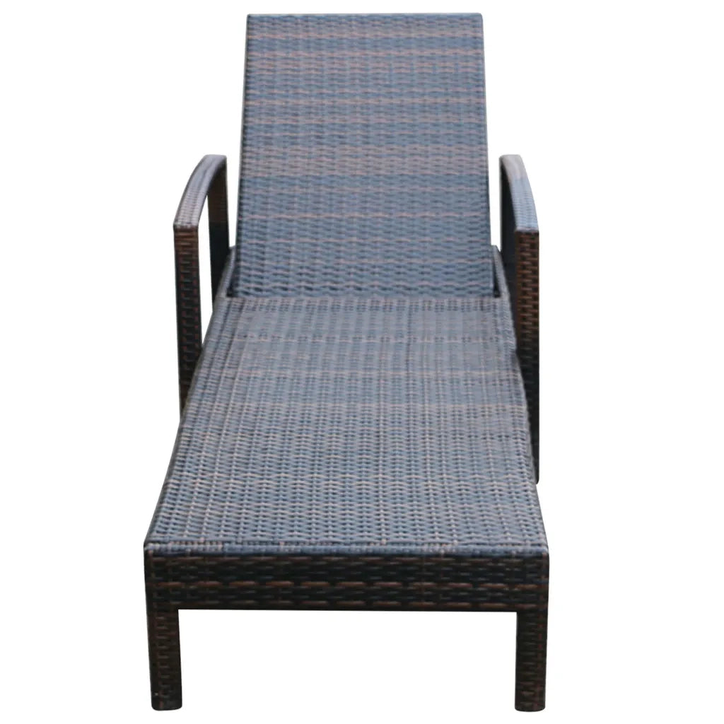 Lettino Prendisole con Cuscino in Polyrattan Marrone 42941