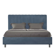 Letto una piazza e mezza contenitore imbottito 130x190 microfibra blu Agueda