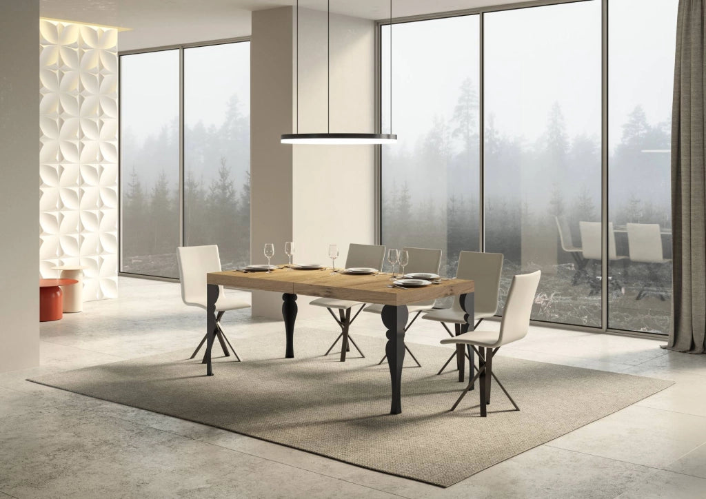 Tavolo allungabile 90x200/304 cm Paxor quercia natura telaio Antracite
