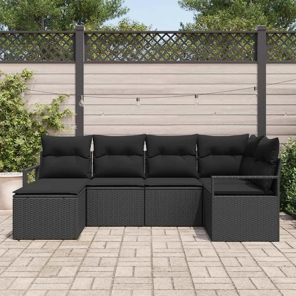 Set di divani con cuscino 6 pcs Nero polyrattan 3355122