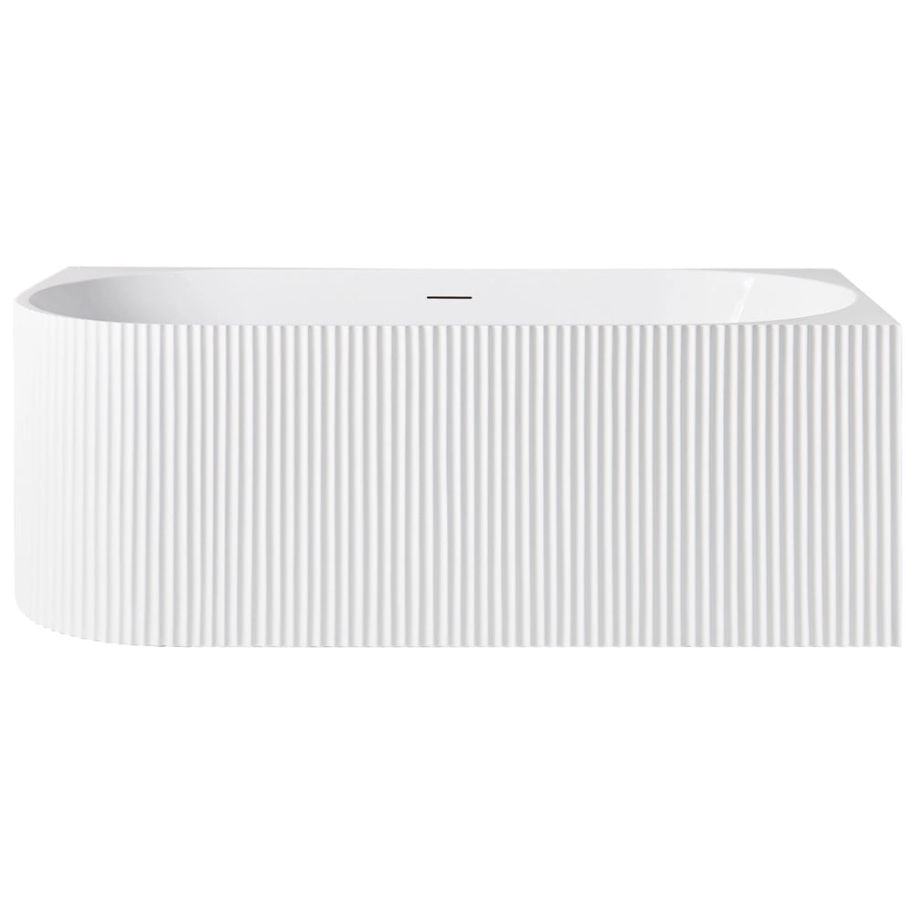Vasca da bagno angolare sinistra in acrilico bianco opaco 170 x 80 cm Finitura scanalata Bagno in stile moderno