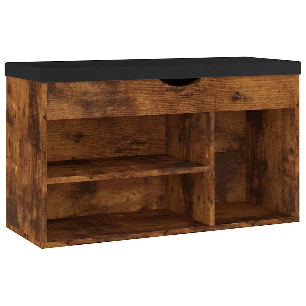 Panca Porta Scarpe | Scarpiera | Mobile per scarpe Cuscino Rovere Fumo 80x30x47cm Multistrato