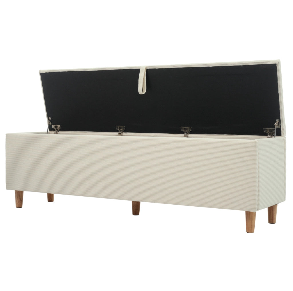 Panca contenitore 145x38x46 cm con vano idraulico in corduroy; legno; beige