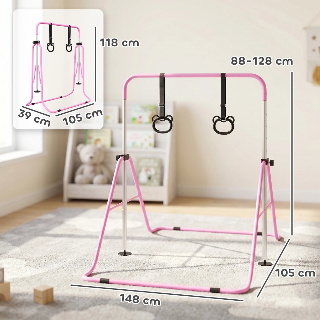 Barre orizzontale regolabile con anelli ginnici ¨C Minimal ¨C rosa