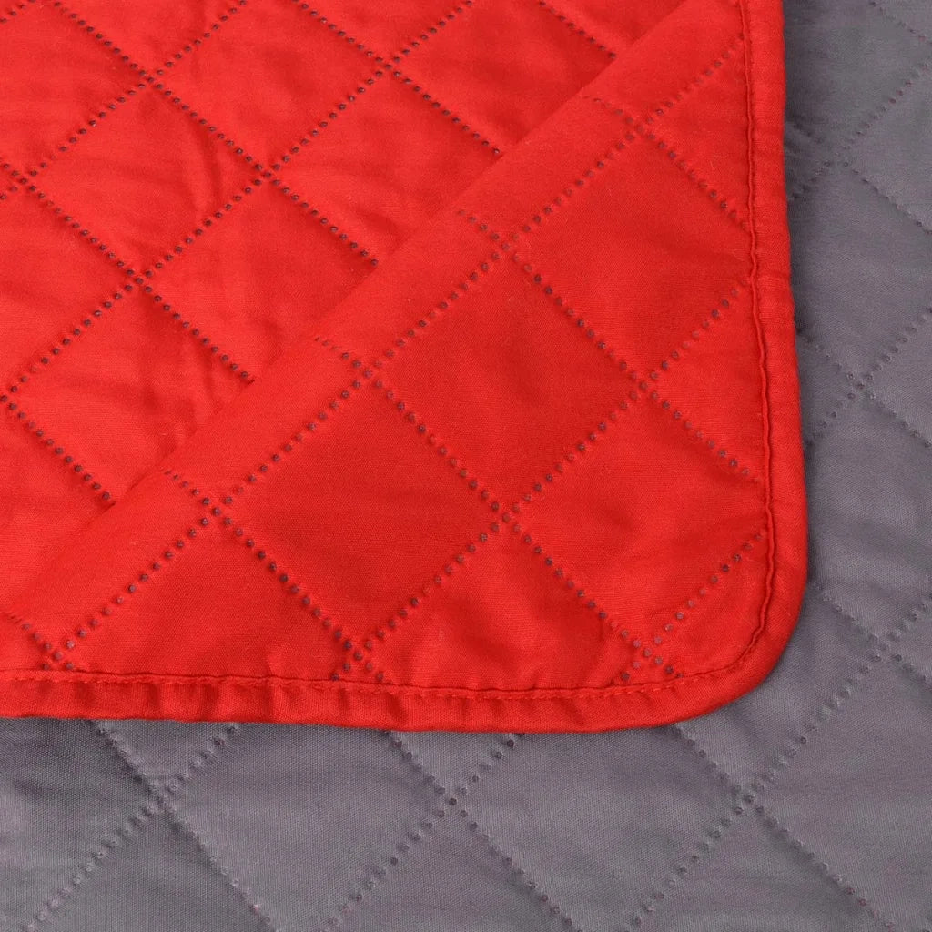 Copriletto Double-Face Trapuntato Rosso e Grigio 230x260 cm 131557