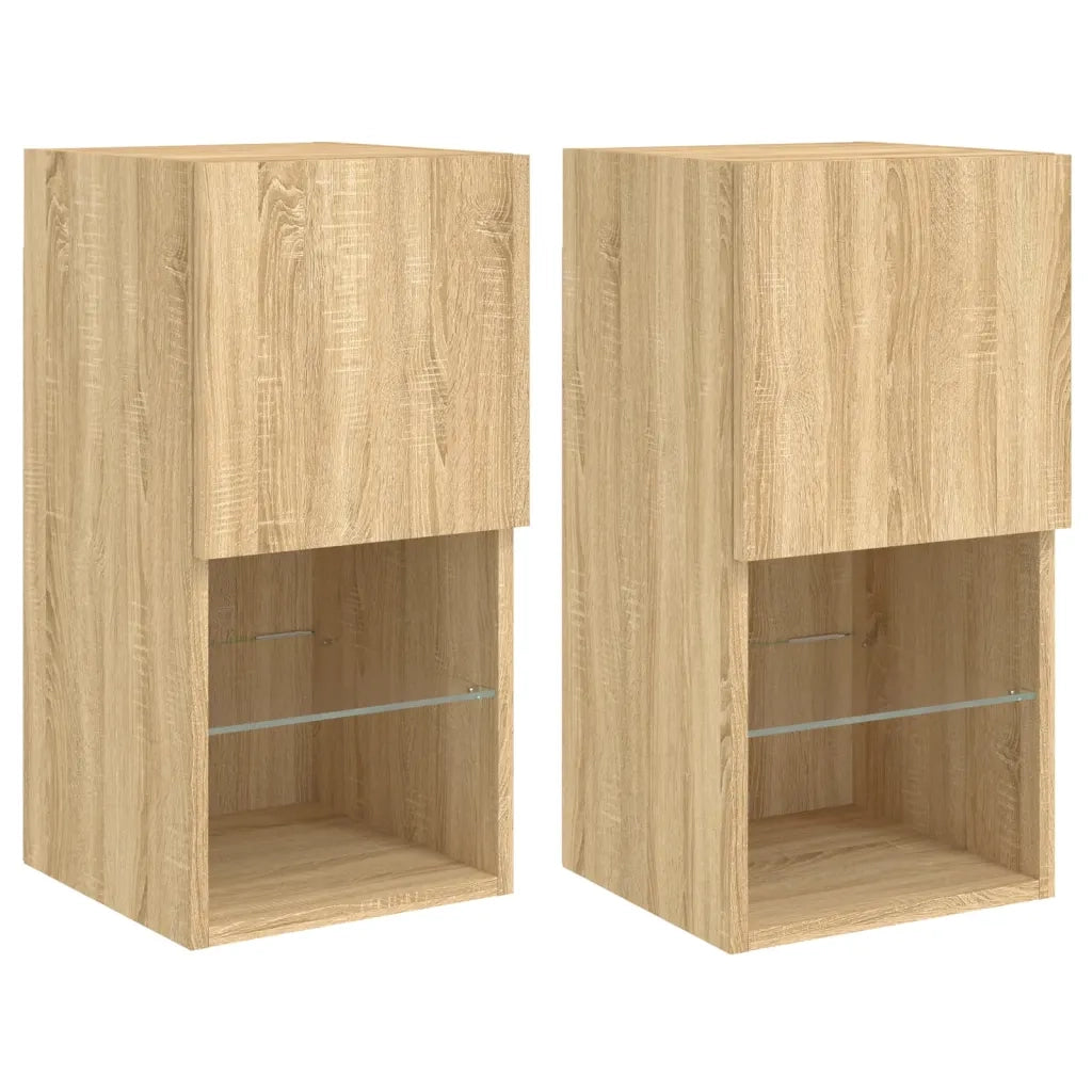 Mobili TV con Luci LED 2pz-Set di 2 Credenza per TV Rovere Sonoma 30,5x30x60 cm