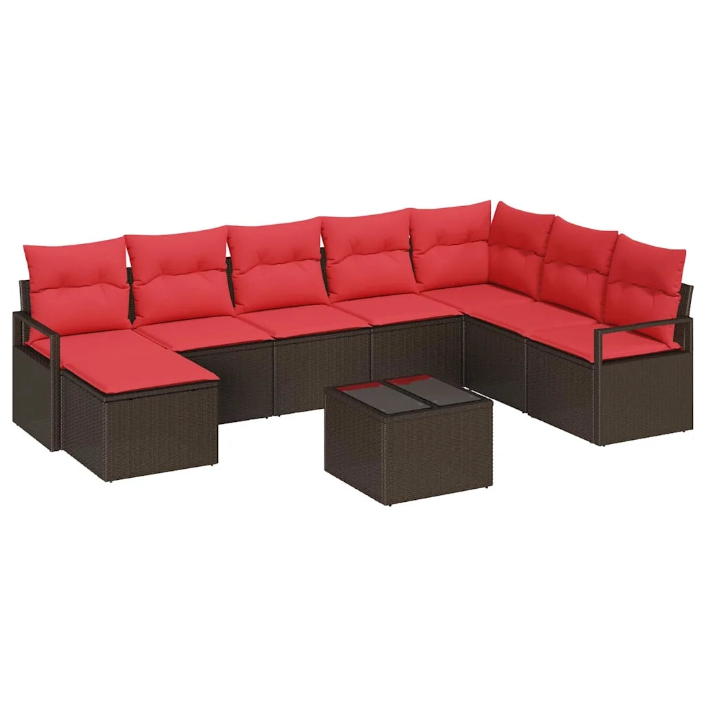 Set di divani con cuscino 9 pcs Marrone polyrattan 3346514
