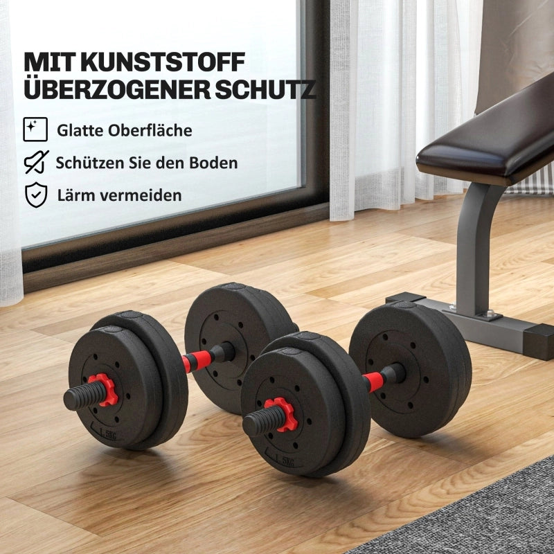 Set di manubri 2 in 1, bilancieri regolabili corti e lunghi da 15 kg, allenamento di forza professionale con manubri, nero