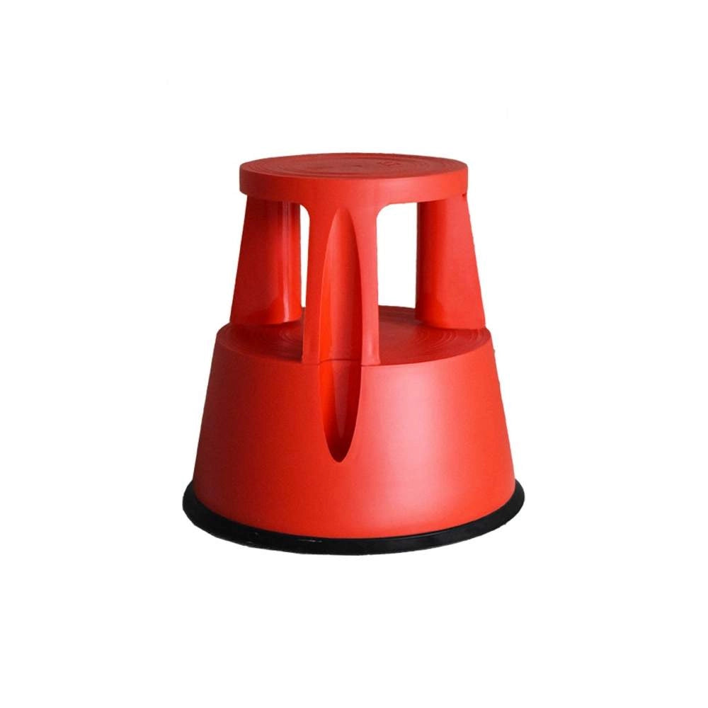 Sgabello Tondo in Plastica con Ruote Componibile Rosso Step