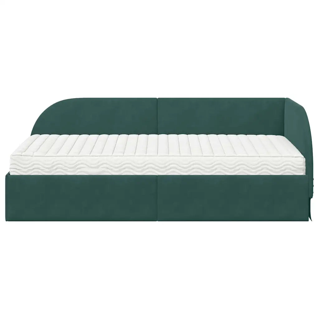 Struttura Letto Angolare con Materasso 2 pcs Verde Velluto 3394196