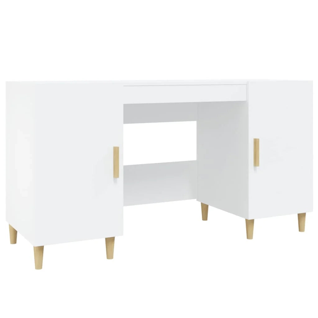 Scrivania tavolo postazione di lavoro mobile per computer studio 140 x 50 x 75 cm legno ingegnerizzato bianco 02_0023514