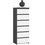 Cassettiera AKORD CL6 Cassettiera Grigia Grafite 40 cm 6 cassetti inserto frontale Bianco 40x35x109 cm