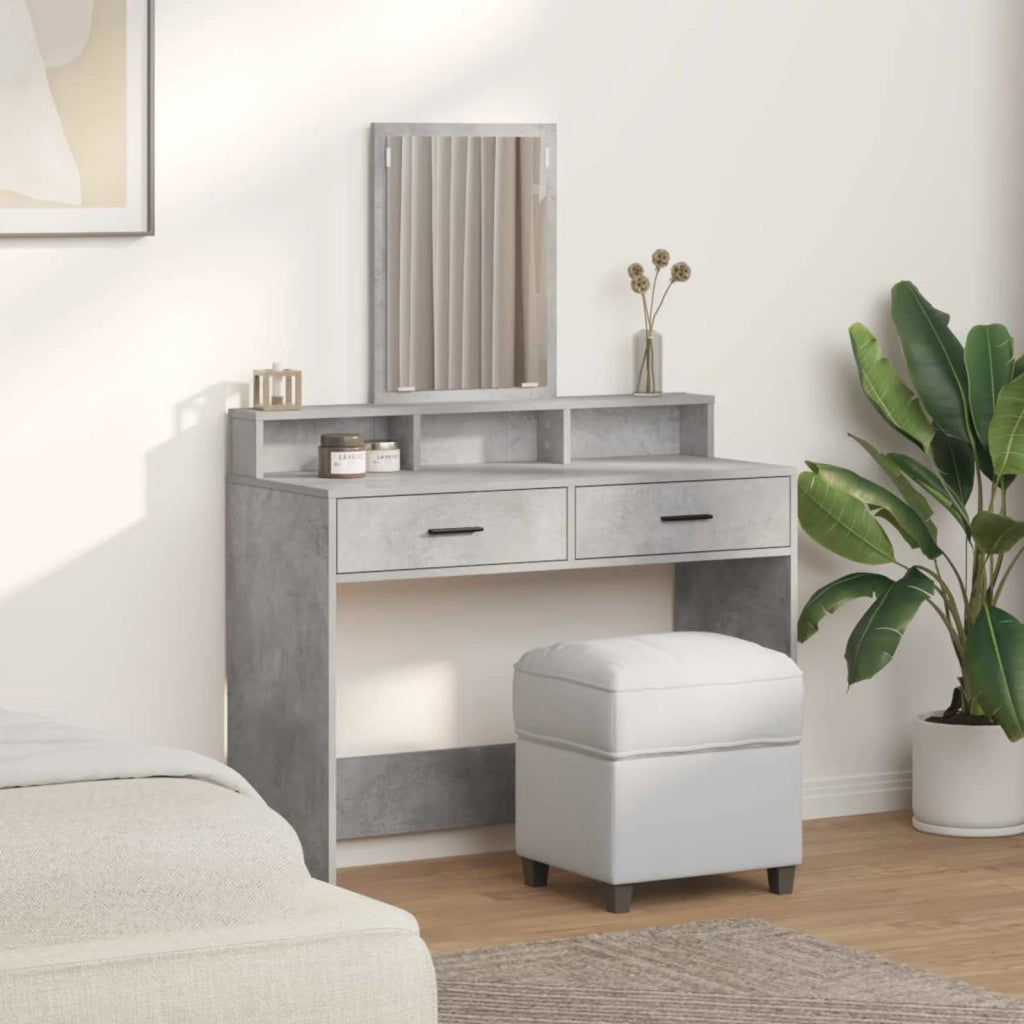 Toeletta | Tavolo da Trucco con cassetto Grigio cemento 100 x 41 x 140 cm