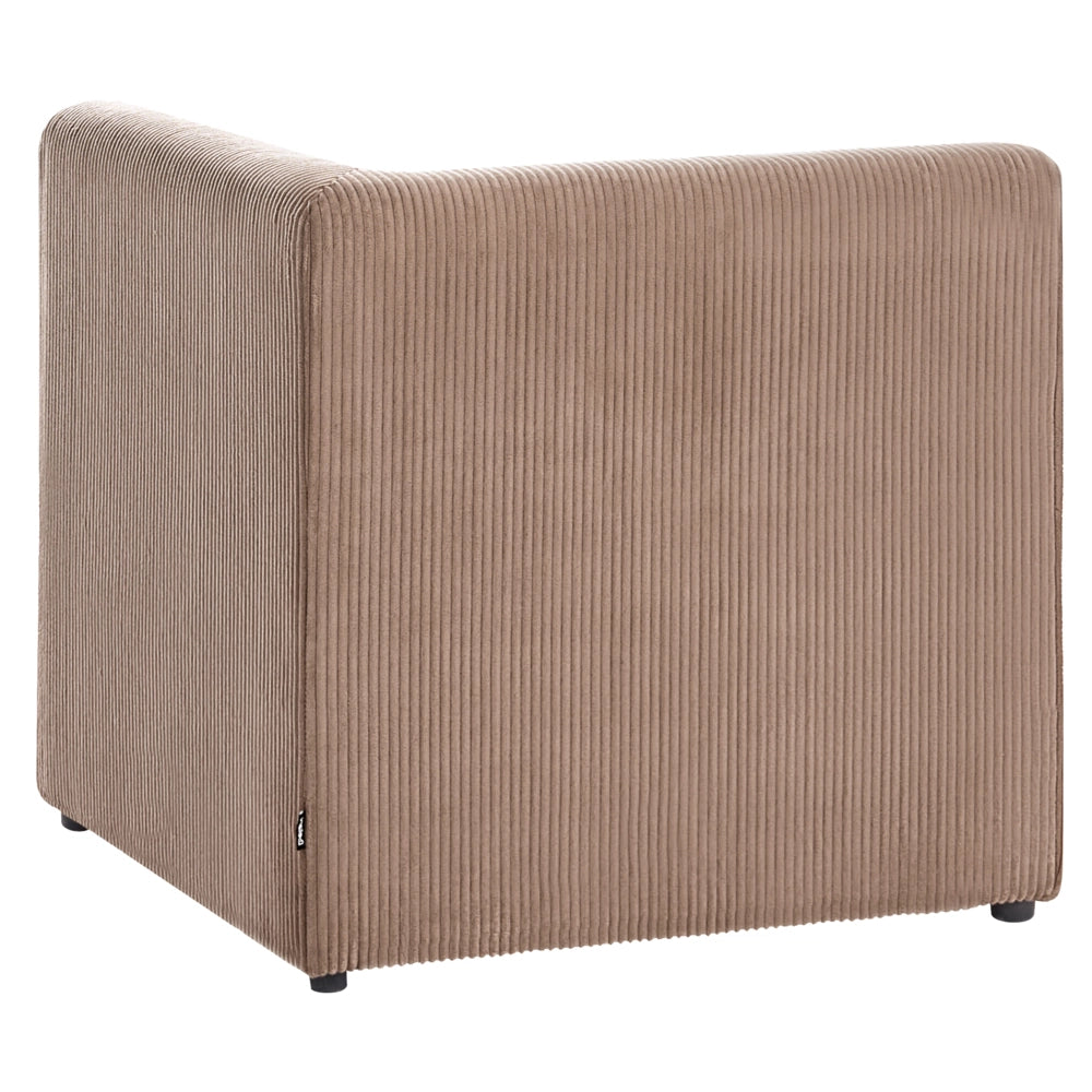 Divano modulare lato sinistro 4 posti con Ottomana in Velluto a coste sabbia design moderno soggiorno