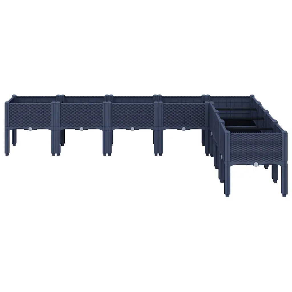 Fioriera | Cassetta per fiori | Vaso da Giardino con Gambe Grigio Blu 200x160x42 cm in PP