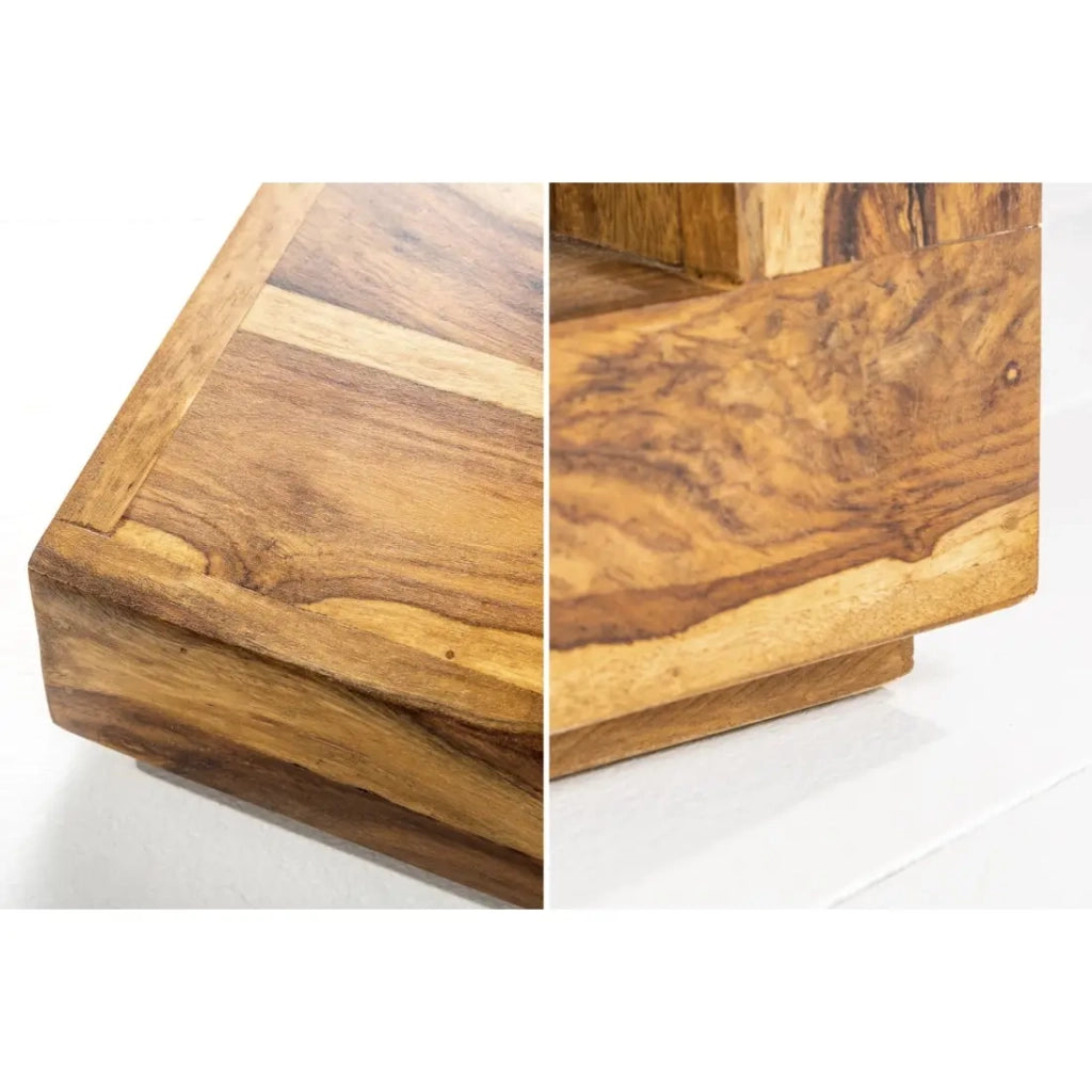Tavolino GRADI 60 cm in legno massiccio di Sheesham - Tavolino quadrato con spazio di stoccaggio