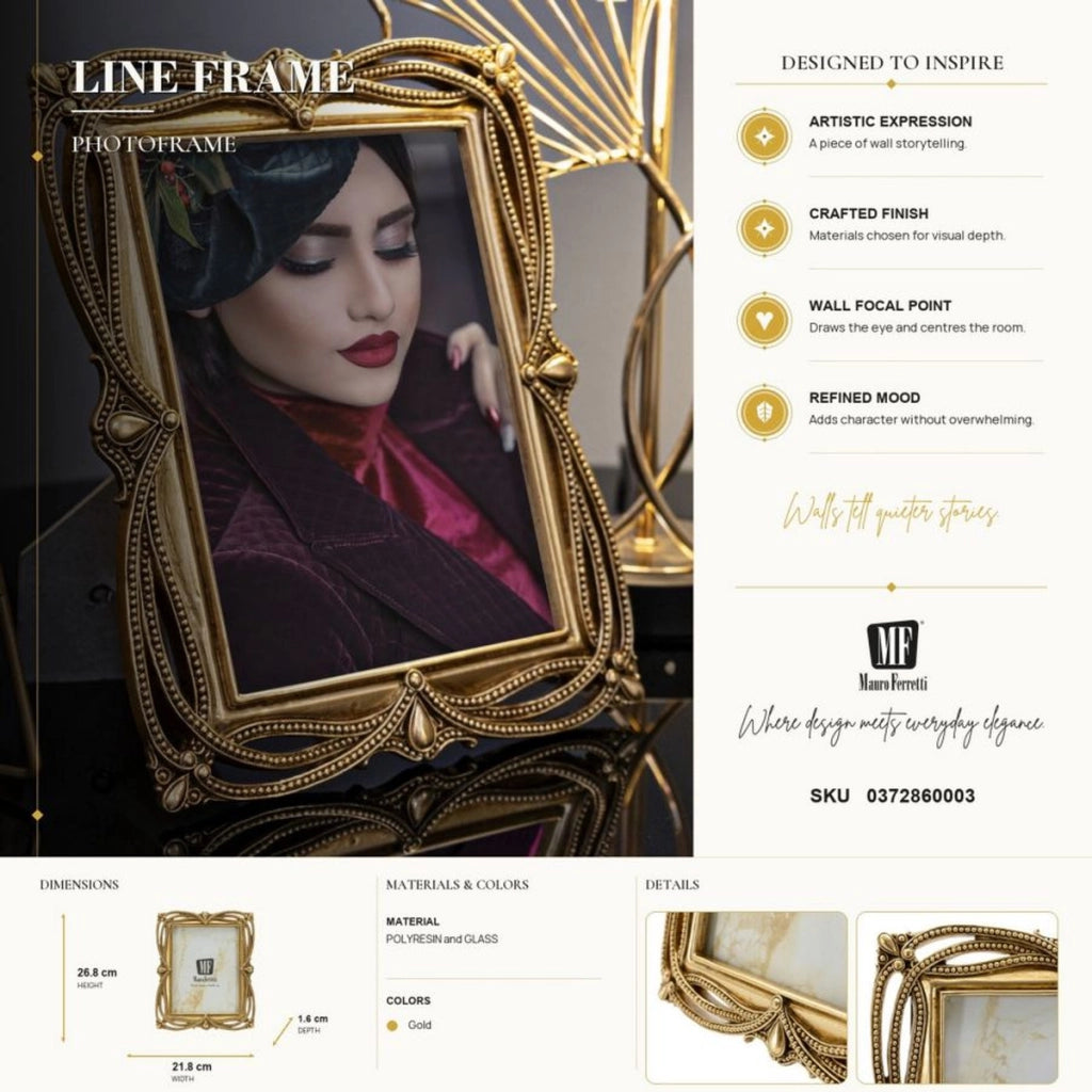 Cornice portafoto Line oro dal profilo lineare 15x20 cm