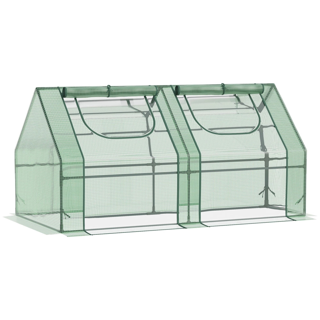 EasyComfort Serra per Piante Orto con 2 Coperture in PE e PVC, Struttura in Acciaio - Verde 180x90x90cm