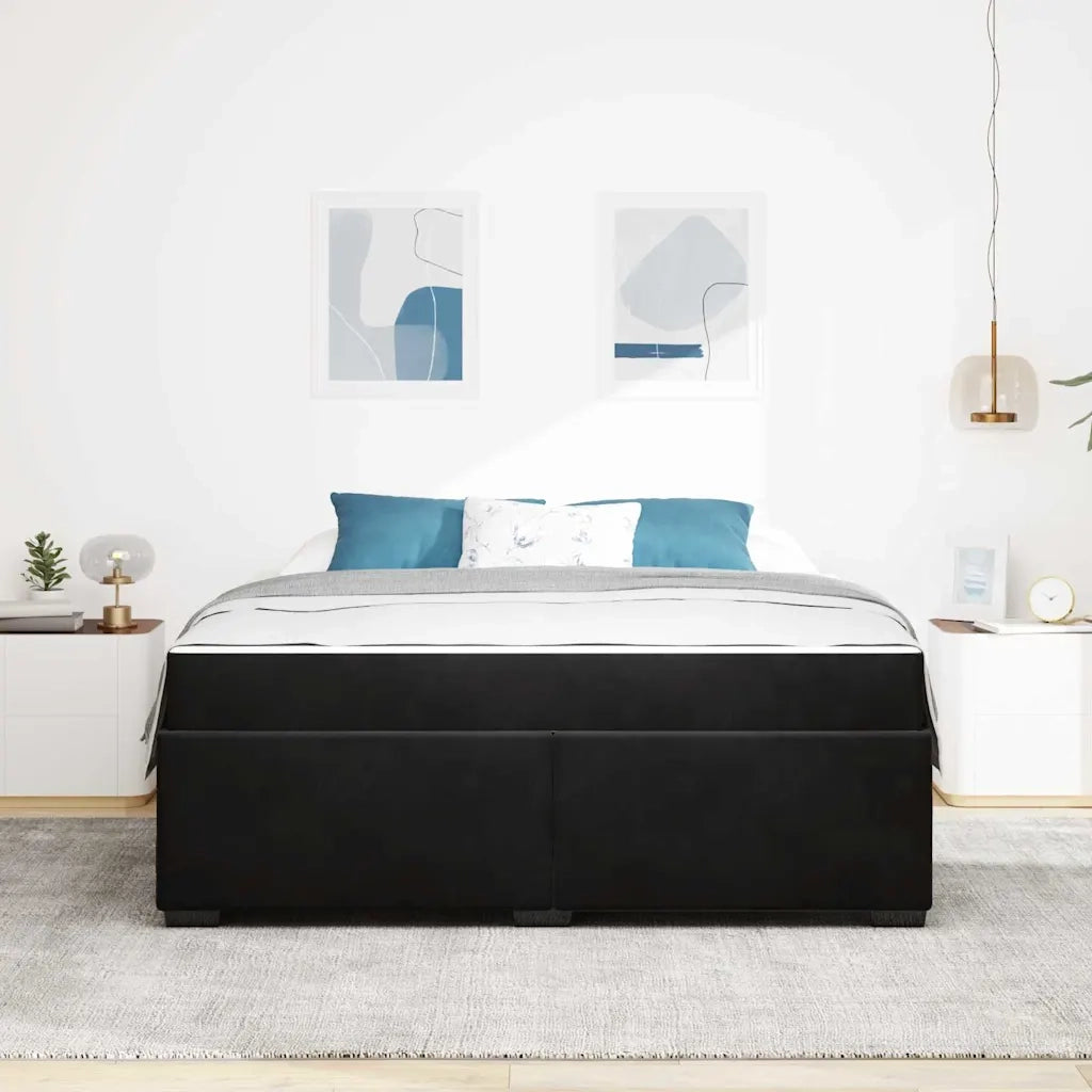 Struttura del letto con materasso Nero 180 x 200 cm Tessuto