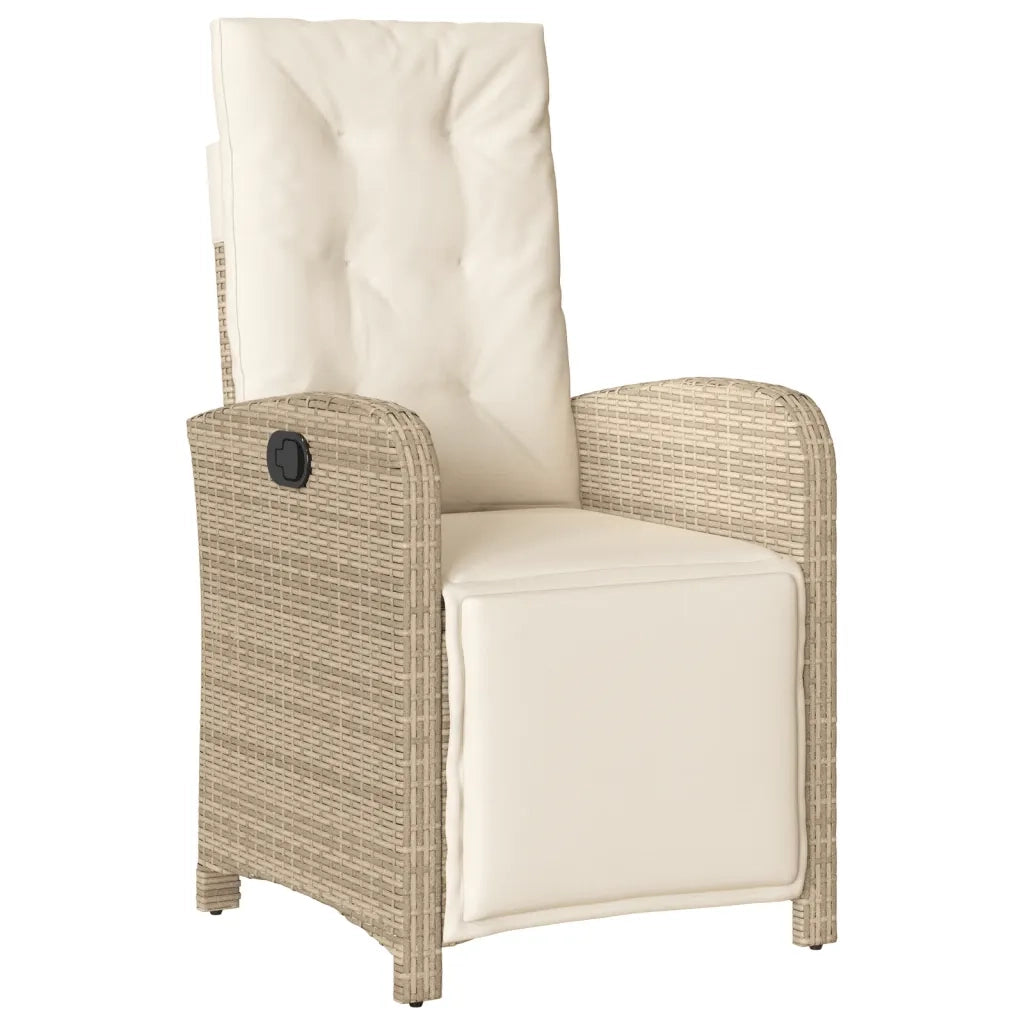 Set da Pranzo da Giardino 9 pz con Cuscini Beige in Polyrattan