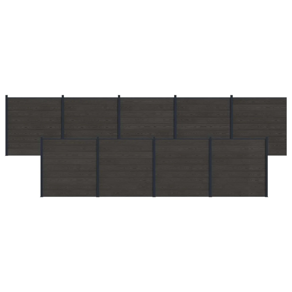 Set di Recinzione 9 pz 1564 x 186 cm WPC e Alluminio Nero 3429419
