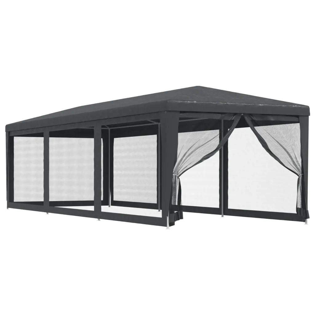 Tenda per Feste con 8 Pareti in Rete-Tenda Gazebo Antracite 3x9 m in HDPE