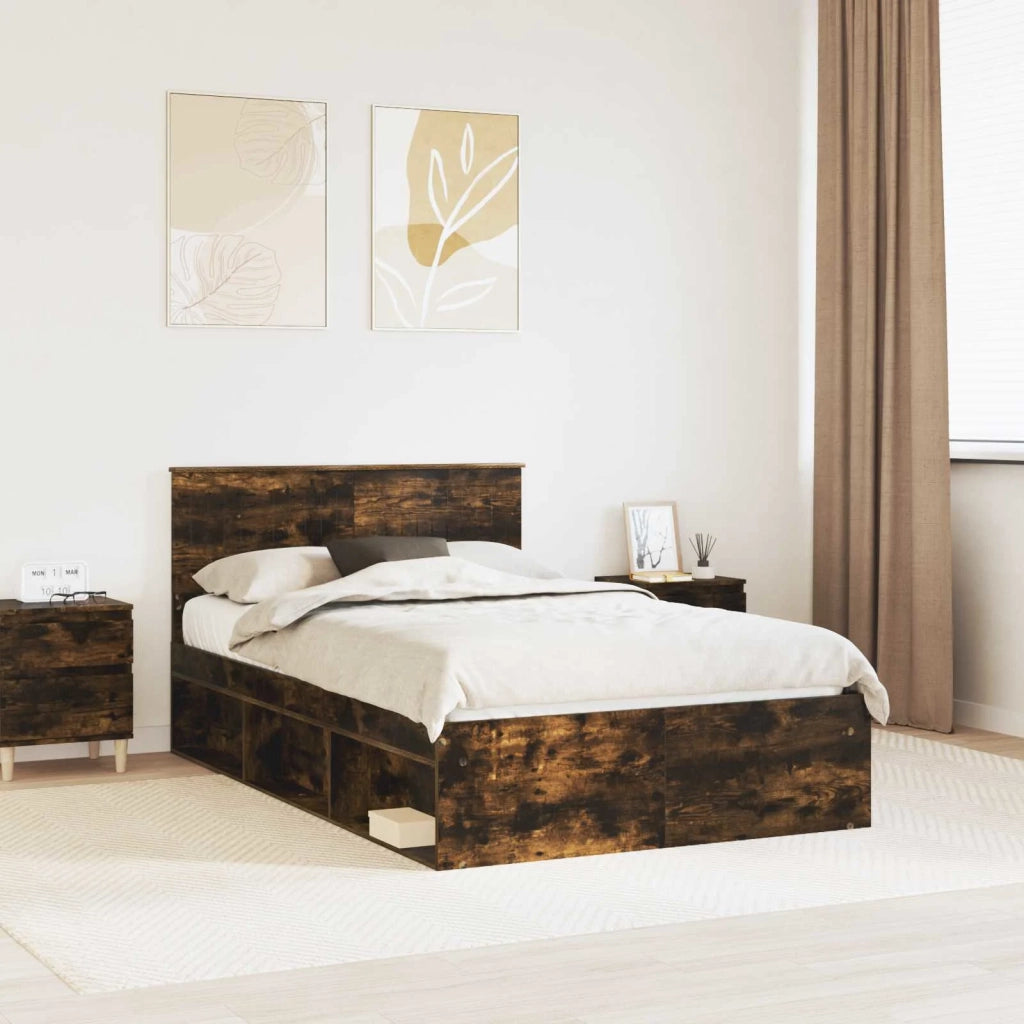 Struttura del letto Rovere fumé 120 x 190 cm Pino massello
