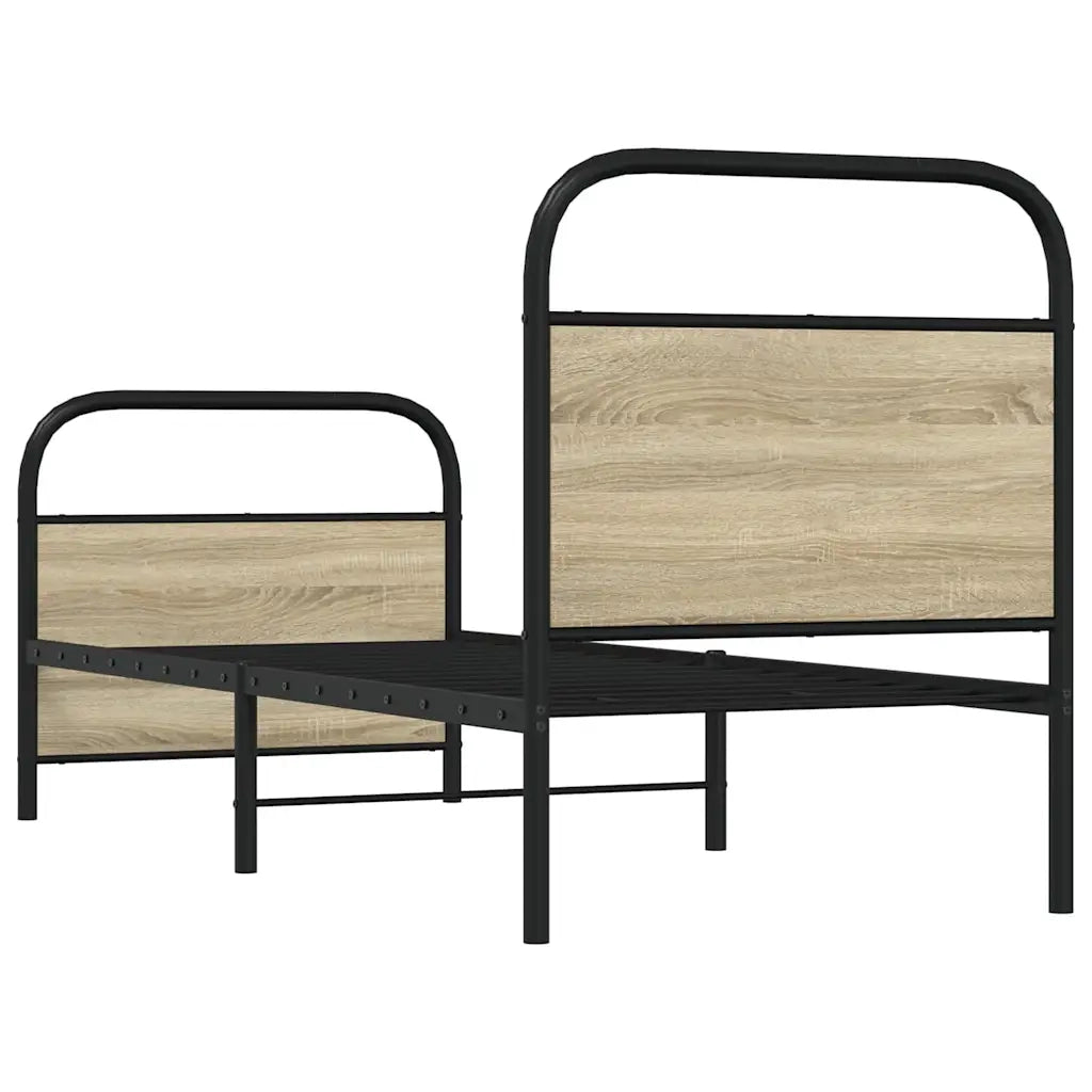 Letto singolo | Letto per adulti | Giroletto senza Materasso Rovere Sonoma 80x200 cm in Truciolato