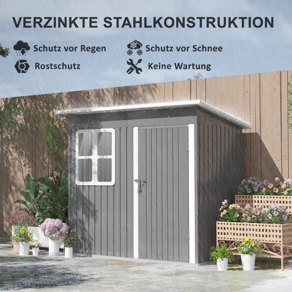 Casetta da giardino 2,55 m2, casetta da giardino con tetto a falda, 221 x 133 x 190/173 cm, capanno per attrezzi con porta chiudibile a chiave,