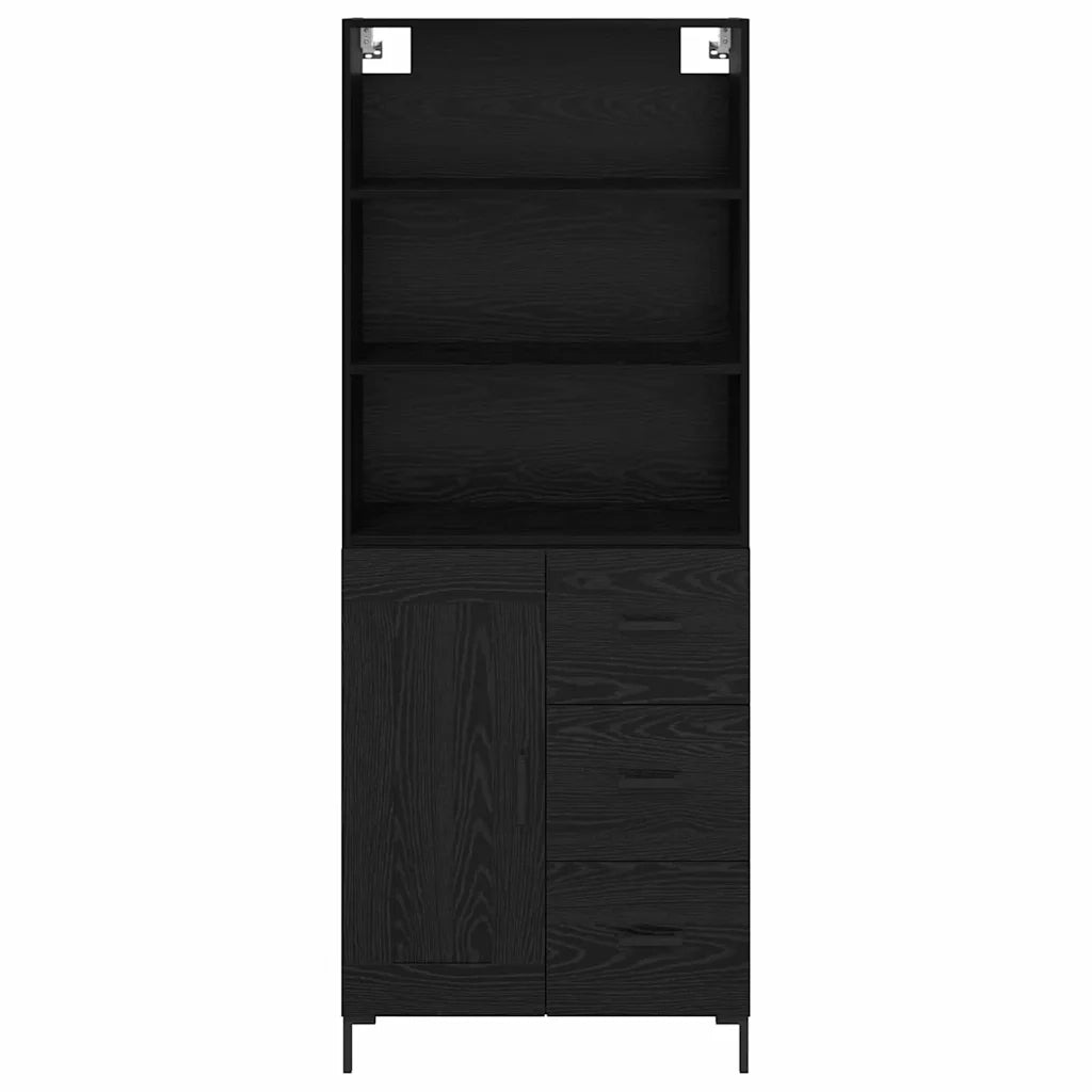 Credenza-Buffet-Armadio da cucina Rovere Nero 69,5 x 34 x 180 cm Legno multistrato 340760