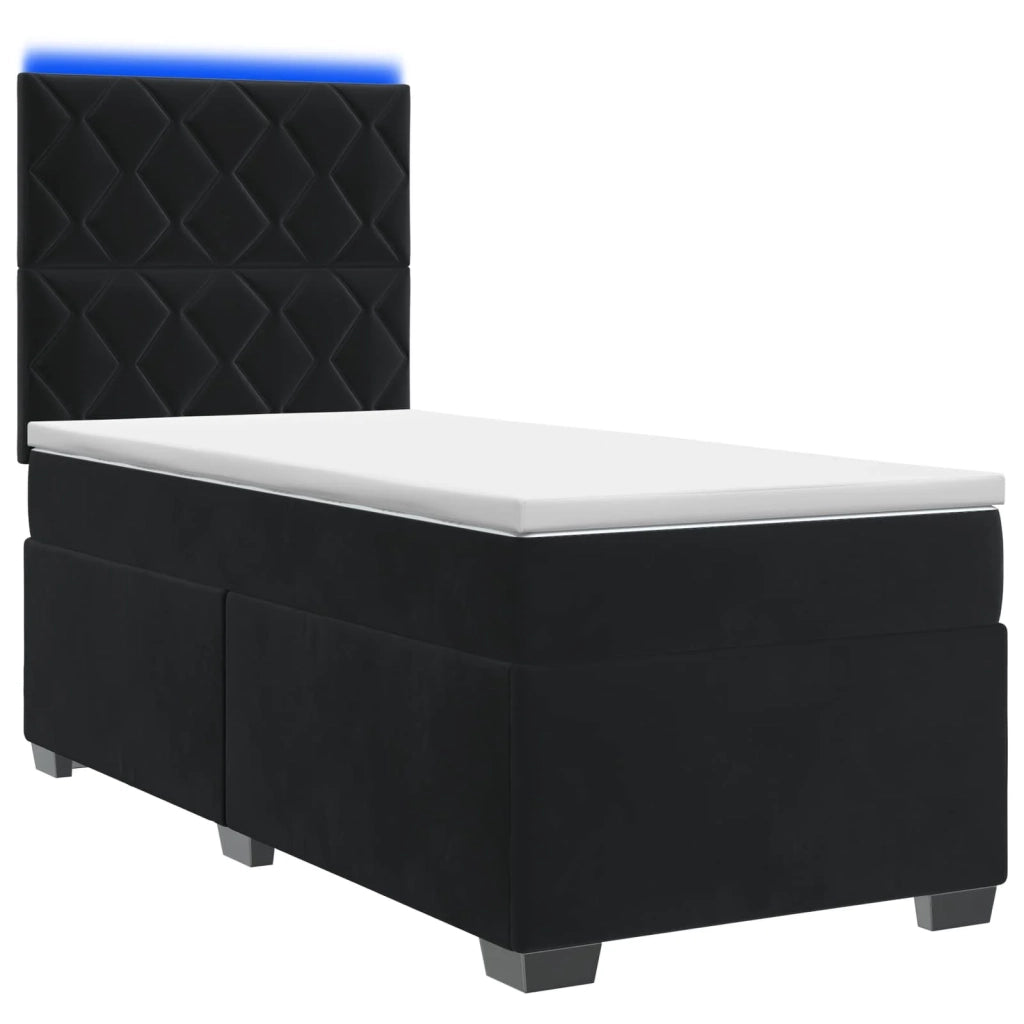 Letto box spring con materasso Nero 100 x 200 cm Velluto 3455056