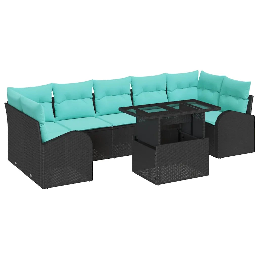 Set Divano da Giardino 8 pcs Nero Rattan in Polipropilene 3357339