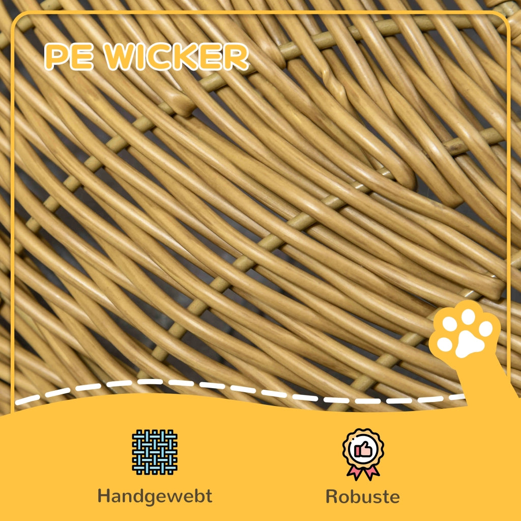 Cuccia per gatti con cuscino lavabile ¨C Xylo ¨C rattan sintetico beige chiaro ?50x31cm