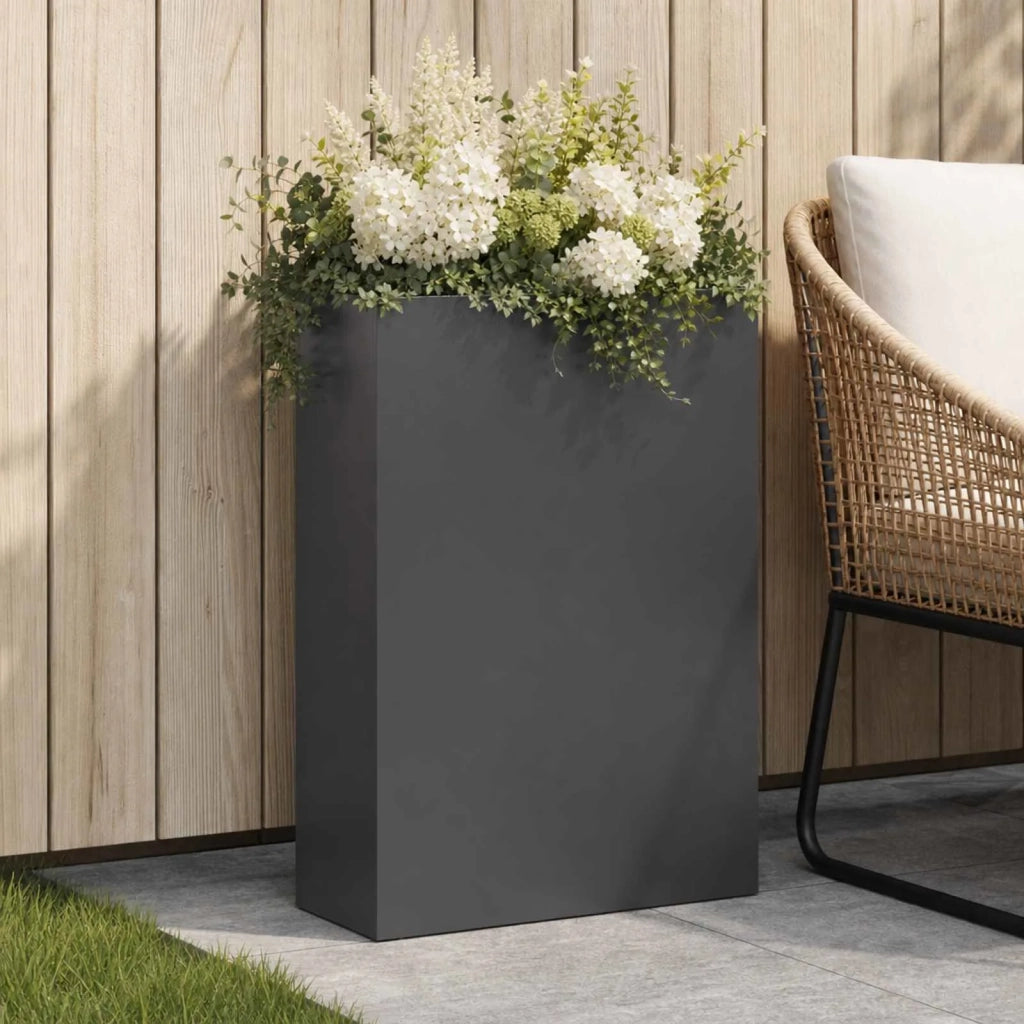 Vaso da giardino Nero 40 x 20 x 75 cm Acciaio laminato a freddo 8005428