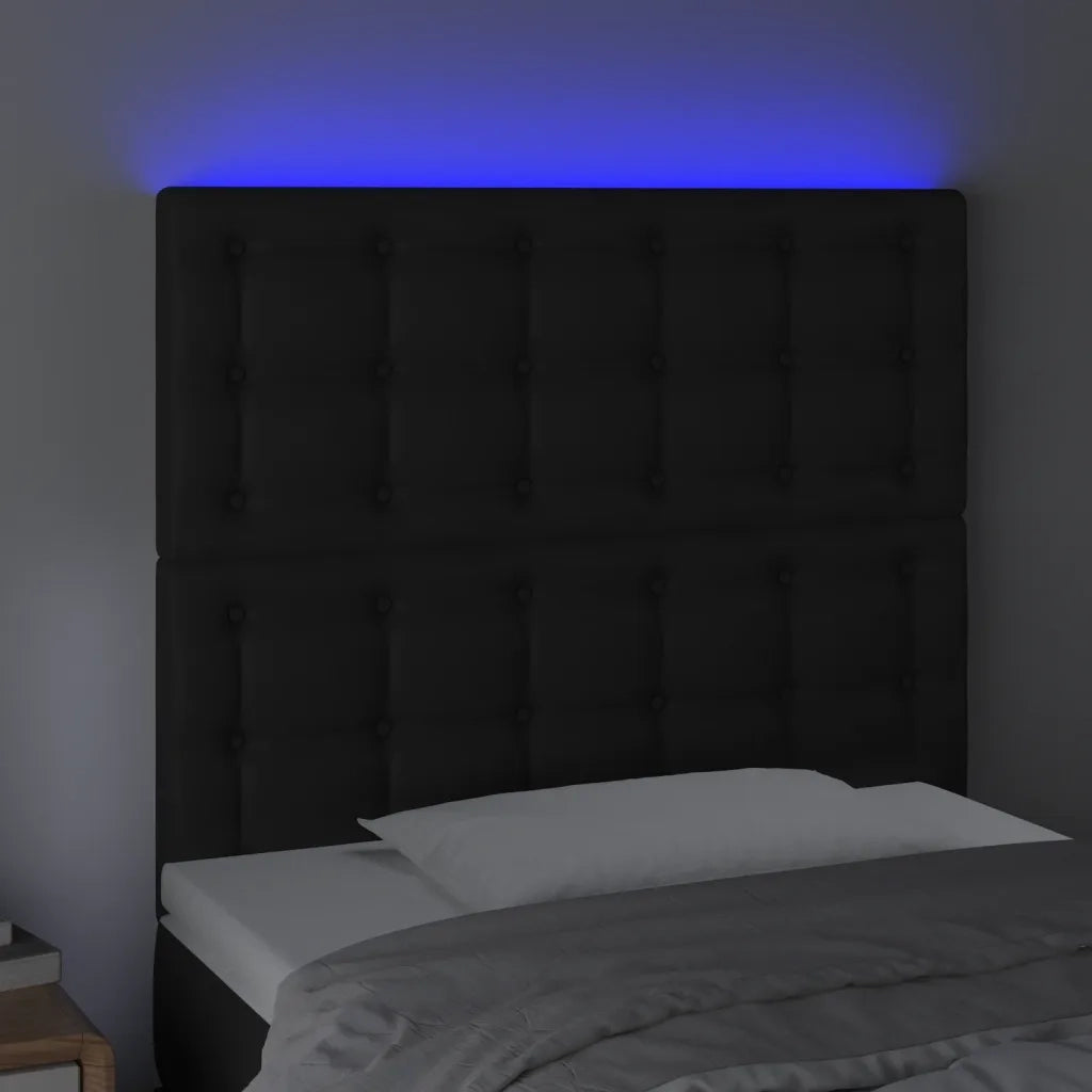 Testiera | Testata a LED Nera 80x5x118/128 cm in Similpelle