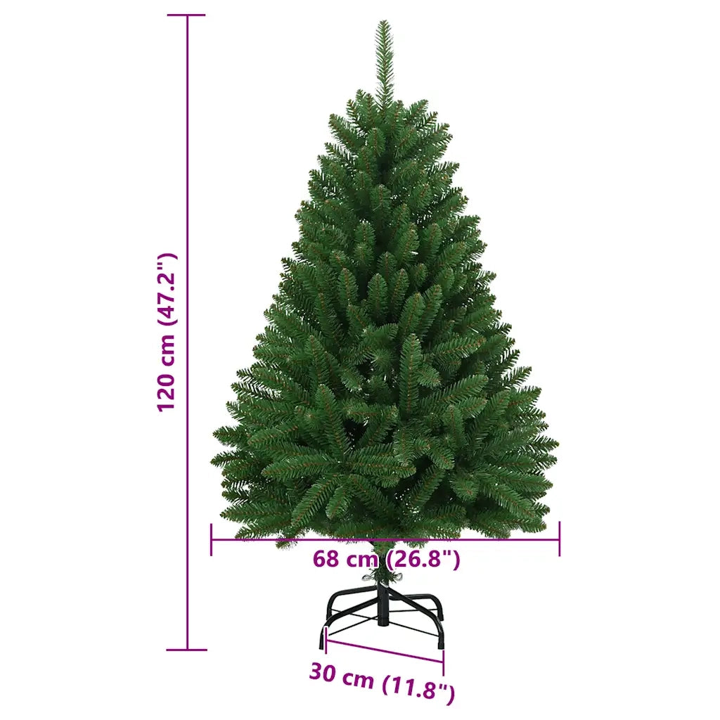 Albero di Natale Artificiale Incernierato-Albero Natalizio con Base Verde 120 cm 127552