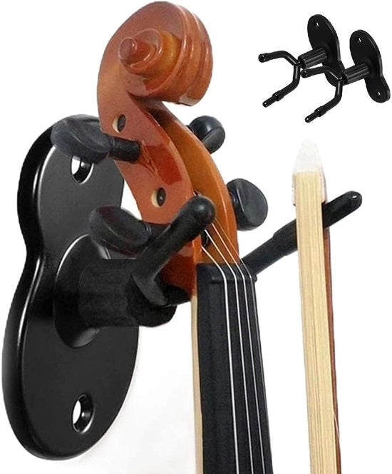 Supporto per violino con base metallica, hanger doppio capo, gomma antiscivolo, inclusa viti e tubi di espansione