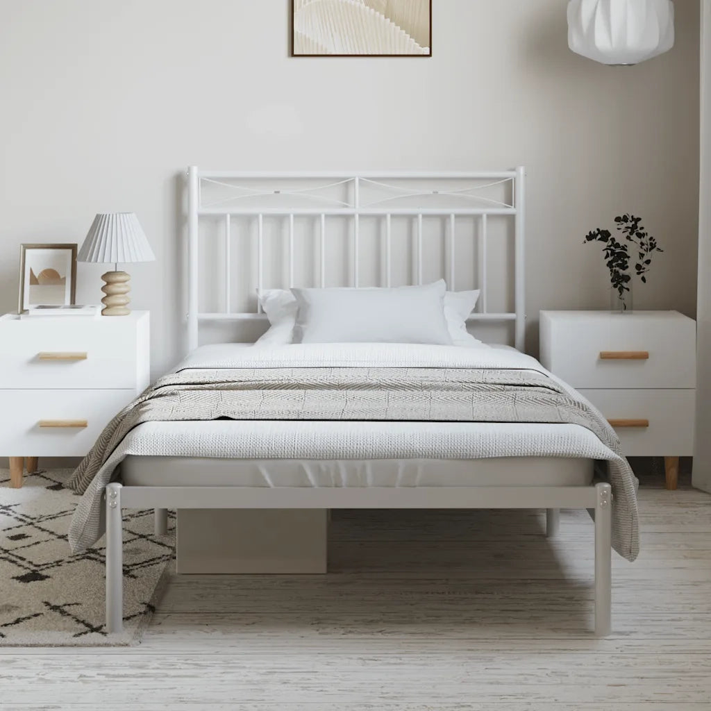 Giroletto con Testiera Metallo Bianco 100x200 cm 373735